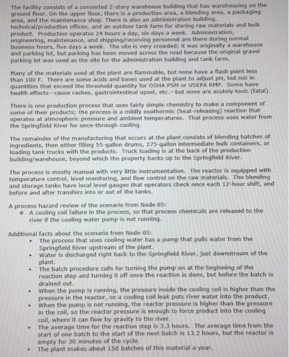 Solved Consider the case below. Prepare a LOPA worksheet for | Chegg.com