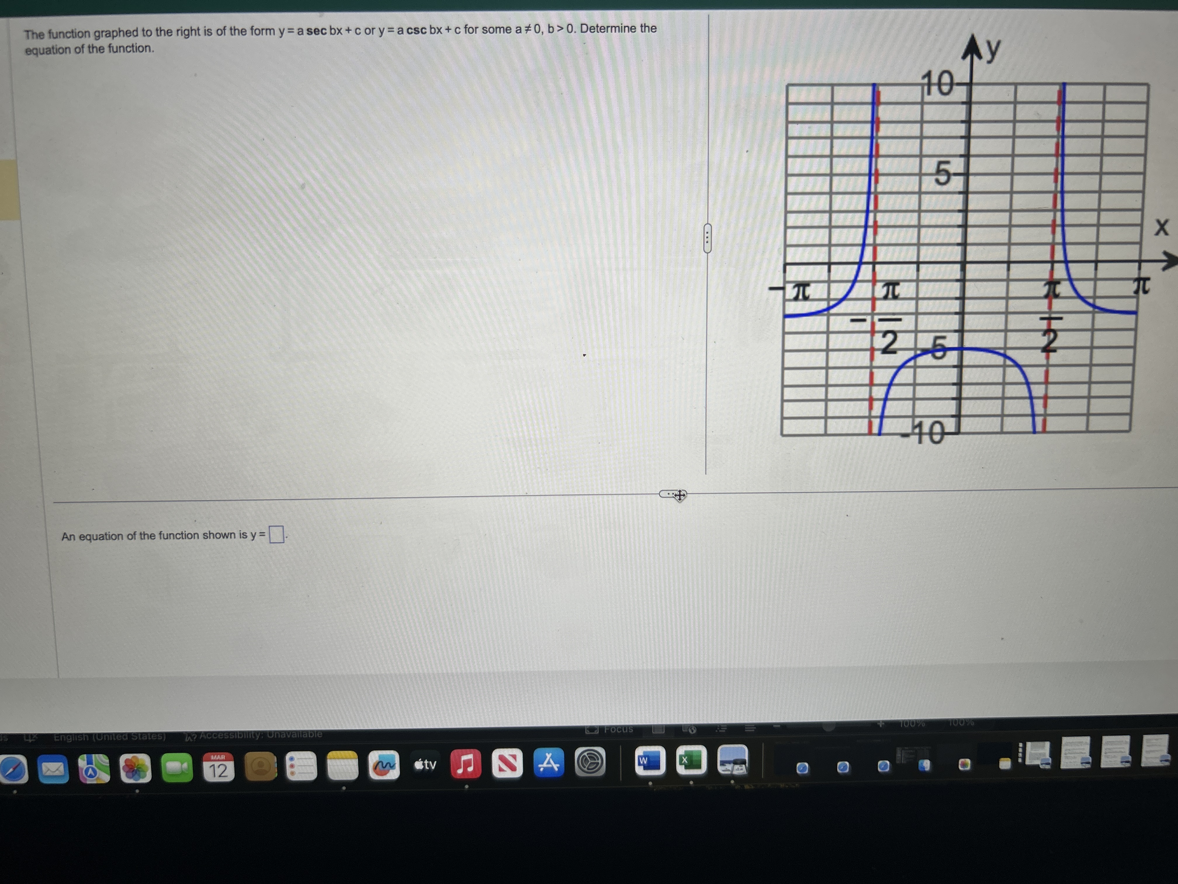 Solved The function graphed to the right is of the form | Chegg.com