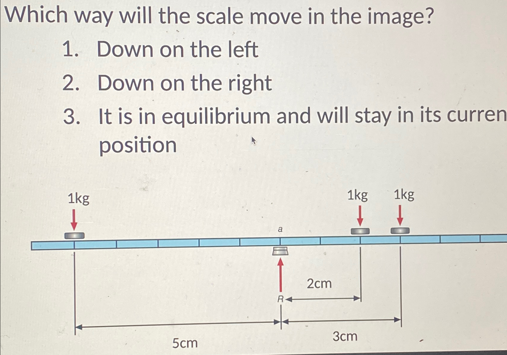 Solved Which way will the scale move in the image?Down on | Chegg.com