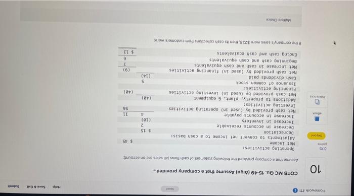 Solved Homework 811 Help Save & Eat Submit 10 COTB MC Qu. | Chegg.com