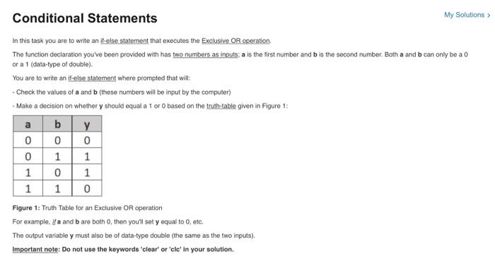 Solved Conditional Statements My Solutions In This Task You | Chegg.com