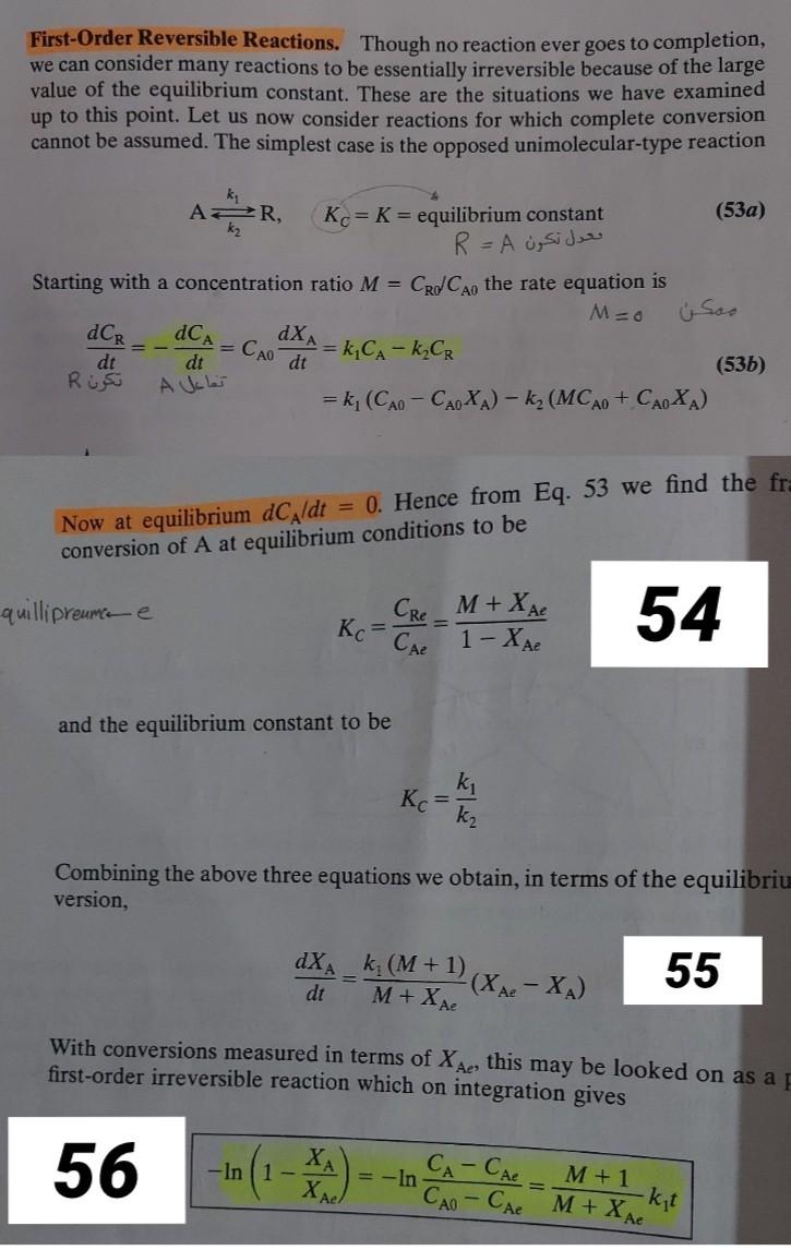 Solved First-Order Reversible Reactions. Though No Reaction | Chegg.com