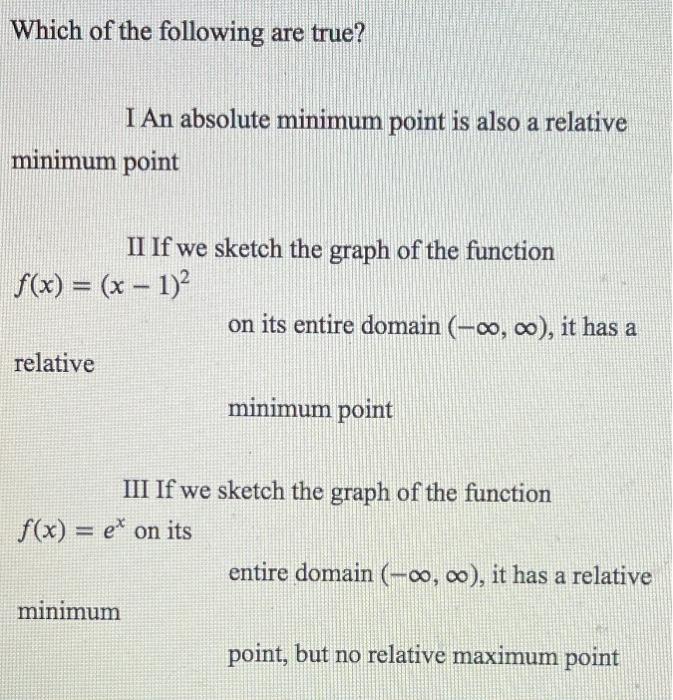 Solved Which of the following are true? I An absolute | Chegg.com