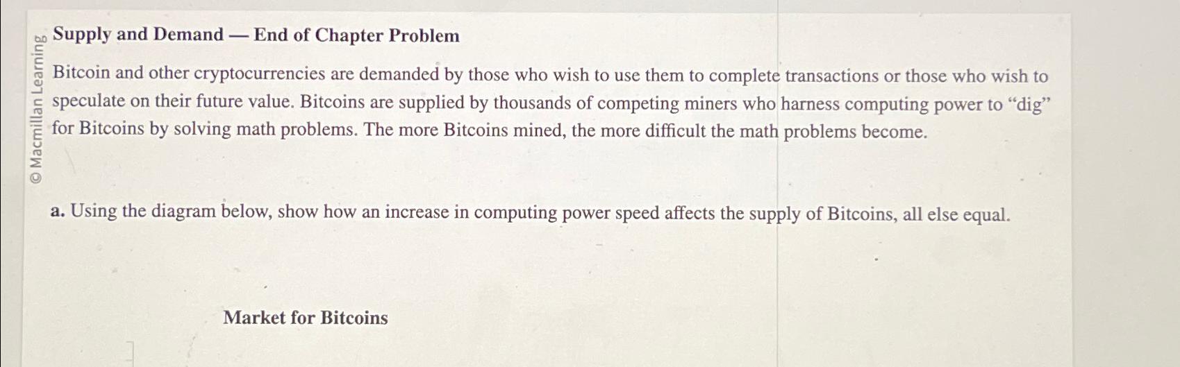 Solved Supply and Demand — ﻿End of Chapter ProblemBitcoin | Chegg.com