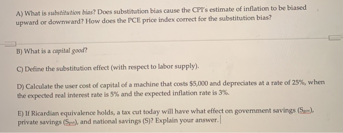 Solved A) What Is Substitution Bias? Does Substitution Bias | Chegg.com