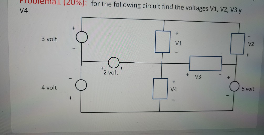 Solved (20%): for the following circuit find the voltages | Chegg.com