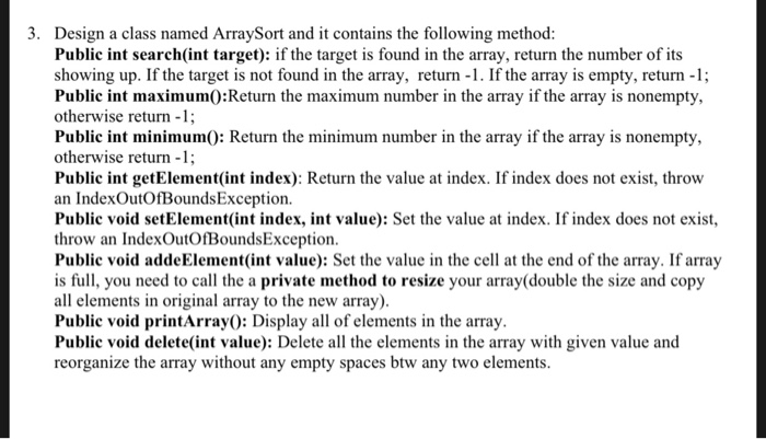 Solved Design a class named ArraySort and it contains the | Chegg.com