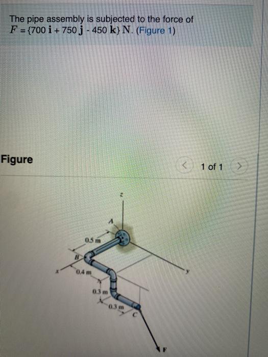 Solved The Pipe Assembly Is Subjected To The Force Of F = | Chegg.com