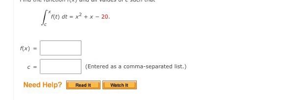 Solved find the function f(x) and all values of c such that | Chegg.com