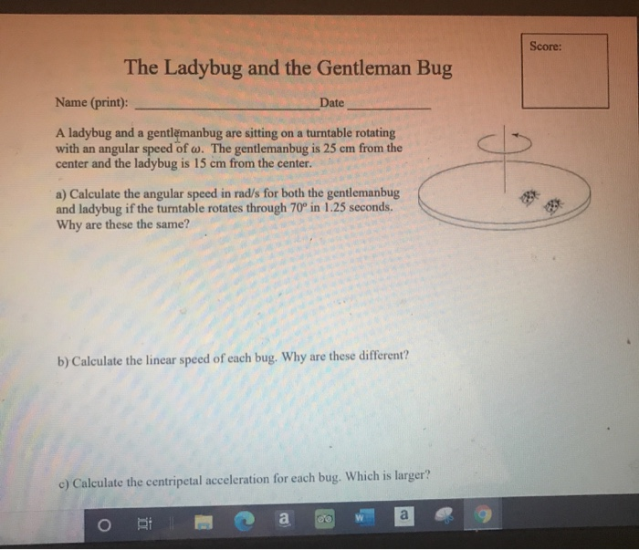 Gentleman Bug Solved Score: The Ladybug and the Gentleman Bug Name | Chegg.com
