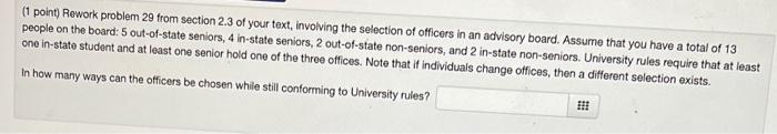 Solved (1 point) Rowork problem 29 from section 2.3 of your | Chegg.com