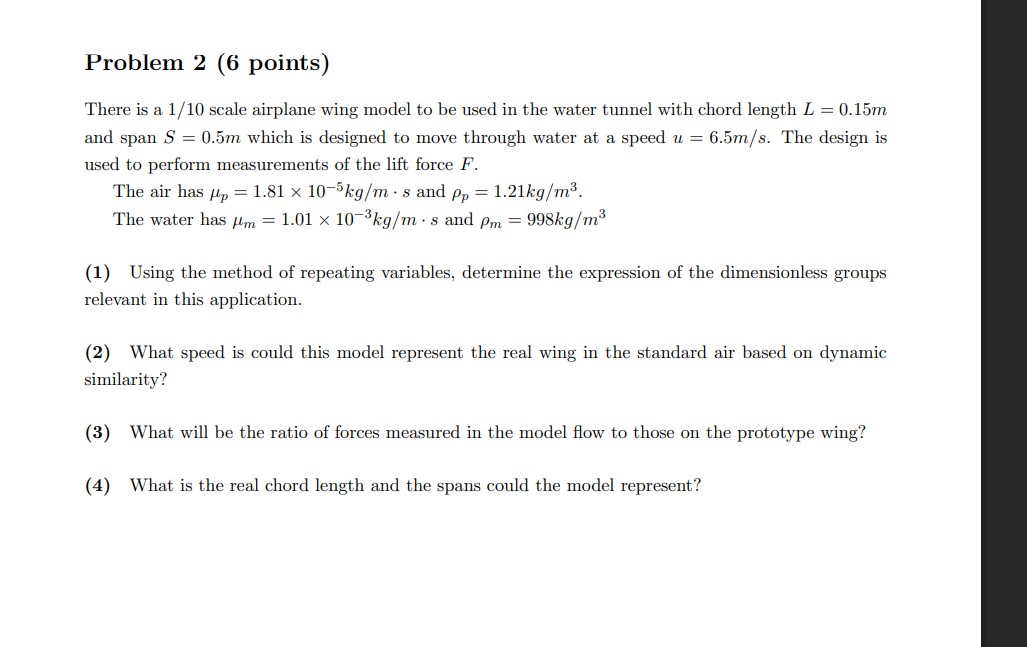 Solved Problem 2 (6 ﻿points)There is a 110 ﻿scale airplane | Chegg.com