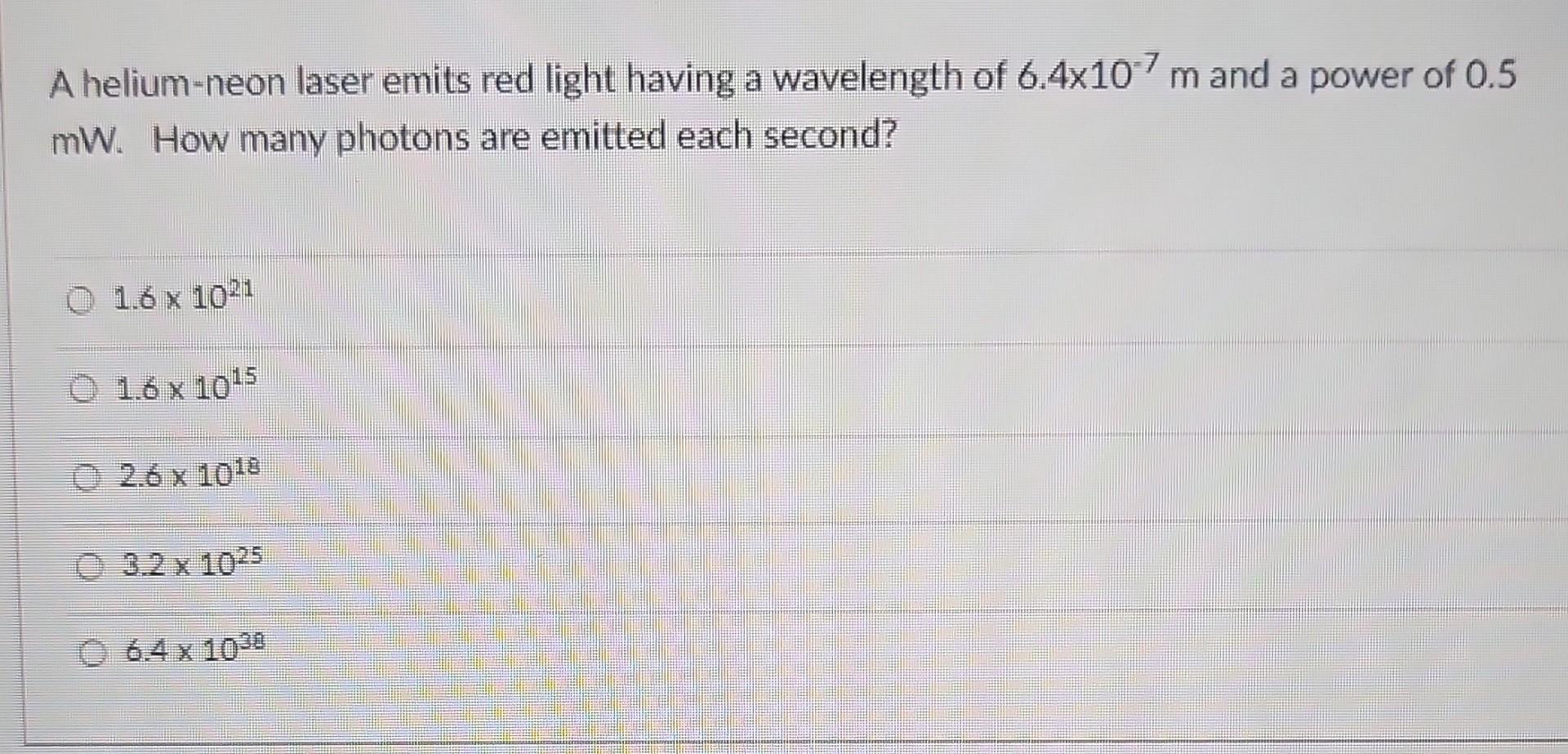 Solved A helium-neon laser emits red light having a | Chegg.com