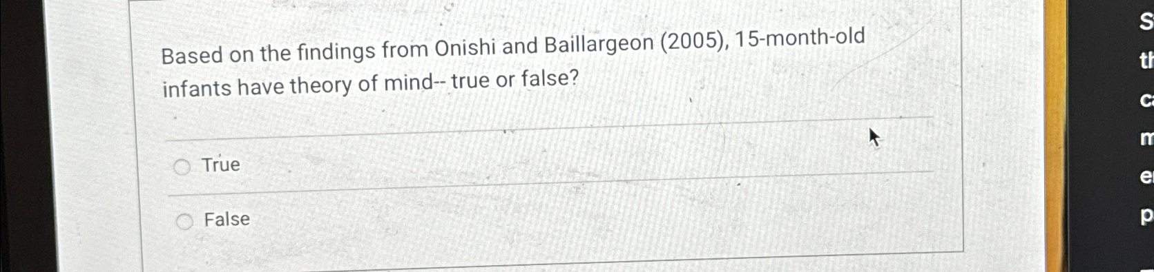 Solved Based on the findings from Onishi and Baillargeon | Chegg.com