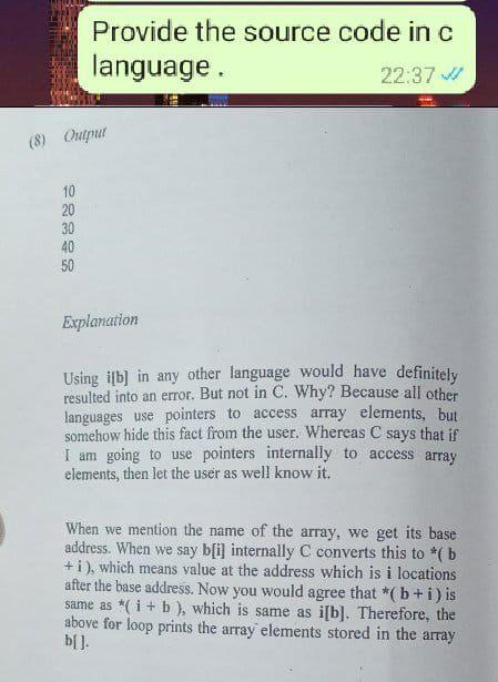 Provide the source code in c language 22:37 (8) | Chegg.com