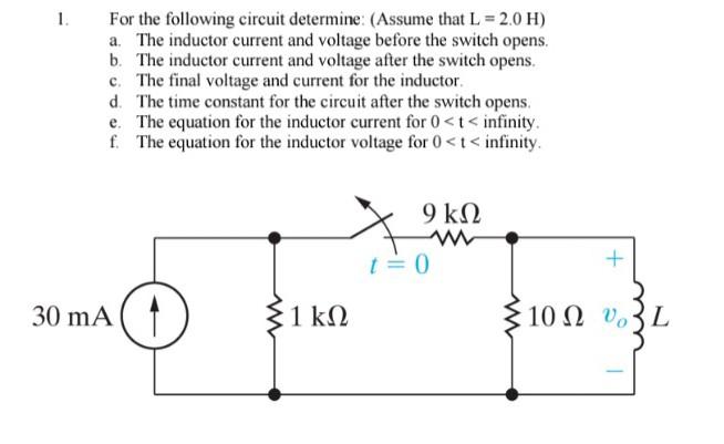 Solved 1. For the following circuit determine: (Assume that | Chegg.com