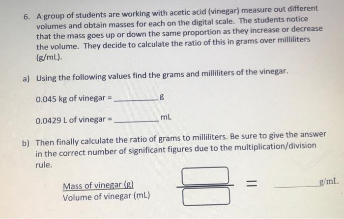 Solved 5. A student does an experiment that requires 26.0 mL | Chegg.com