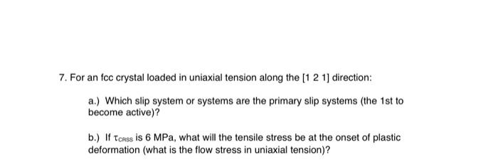 Solved a.) Which slip system or systems are the primary slip | Chegg.com