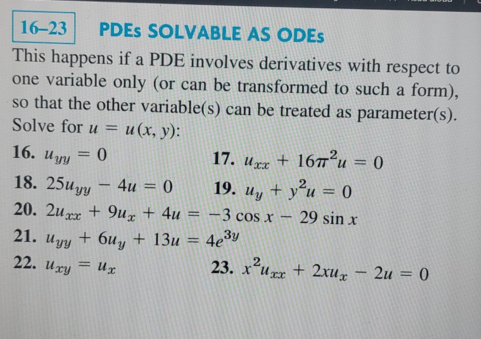 Solved This Happens If A Pde Involves Derivatives With 6109