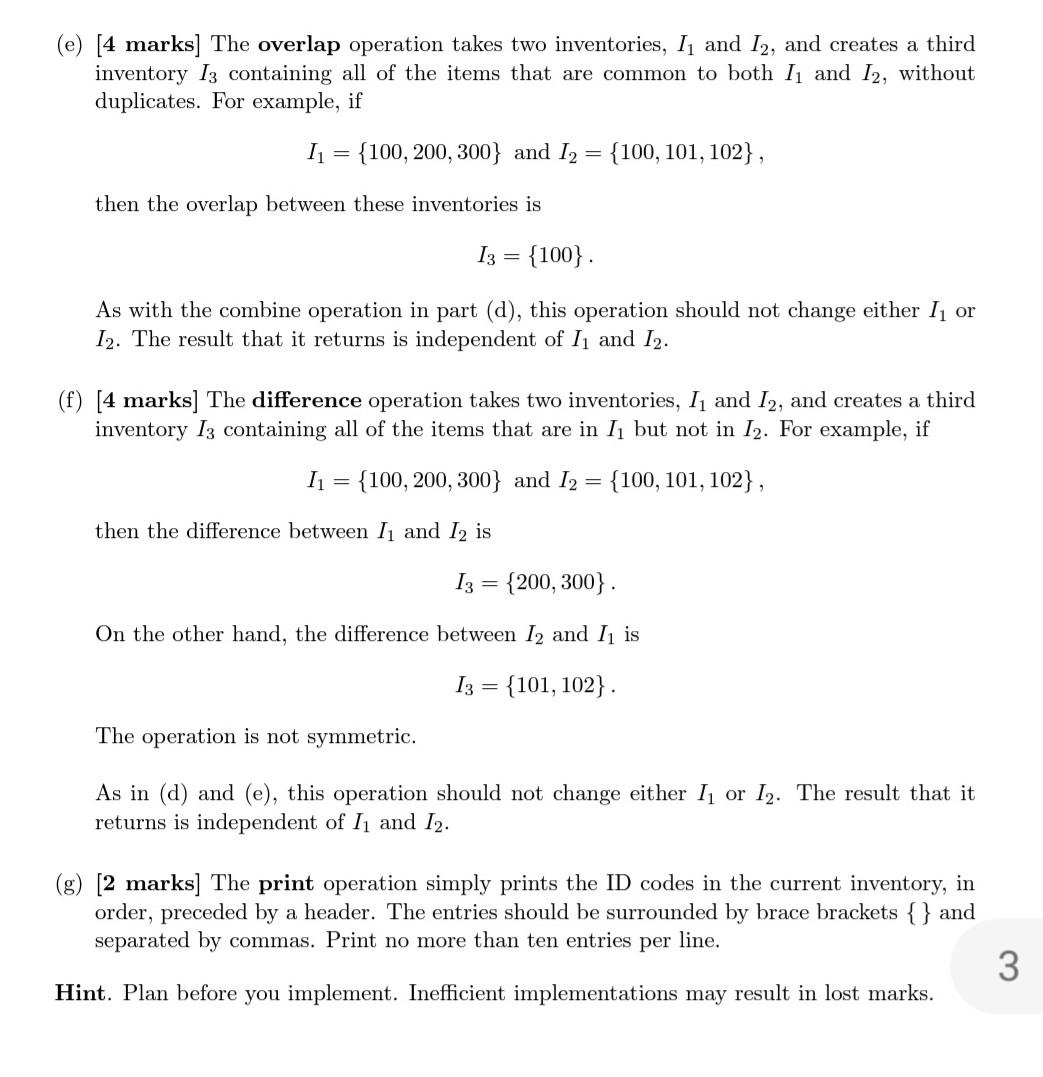 Solved (e) [4 Marks] The Overlap Operation Takes Two | Chegg.com