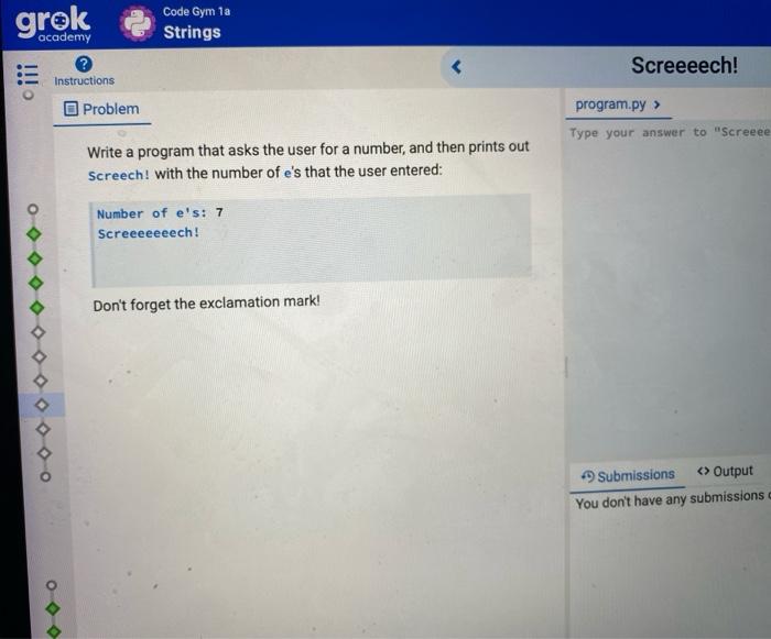 Solved grok Code Gym la Strings academy Zebra Crossing | Chegg.com