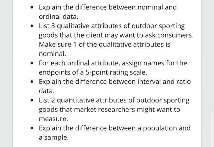 Solved - Explain the difference between nominal and ordinal | Chegg.com