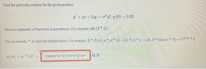 Solved Find the particular solution for the given problem. | Chegg.com