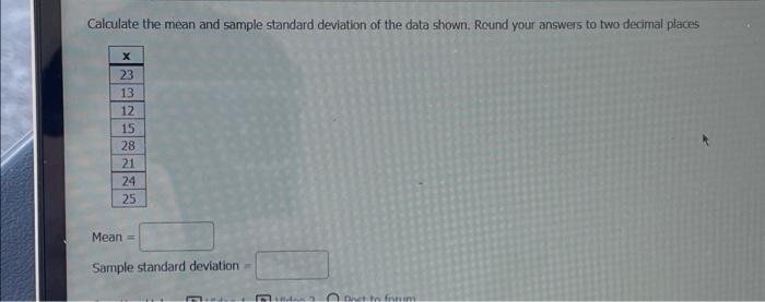 Solved Calculate the mean and sample standard deviation of | Chegg.com