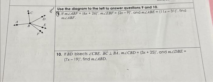 Solved Use the diagram to the left to answer questions 9 and | Chegg.com