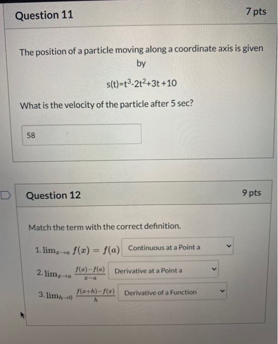 Solved Question 11 7 Pts The Position Of A Particle Moving | Chegg.com