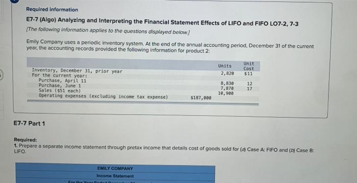 Solved Required Information E7-7 (Algo) Analyzing And | Chegg.com