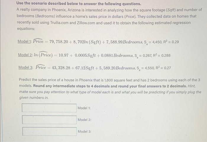 Solved Use the scenario described below to answer the | Chegg.com