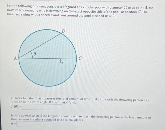 Solved For the following problem, consider a lifeguard at a | Chegg.com