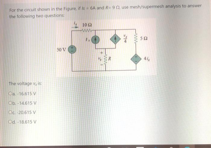 Solved For the circuit shown in the Figure, if Is = 6A and | Chegg.com