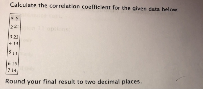 Solved Calculate the correlation coefficient for the given | Chegg.com
