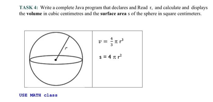 Solved TASK 4: Write a complete Java program that declares | Chegg.com
