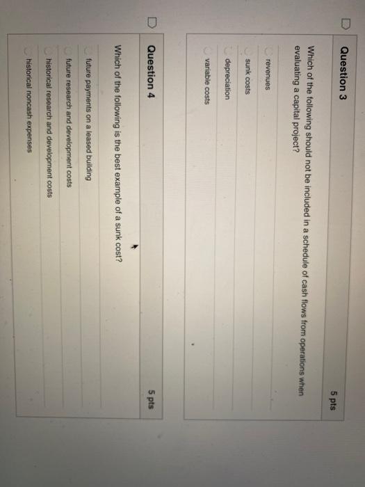 Solved Question 3 5 pts Which of the following should not be | Chegg.com