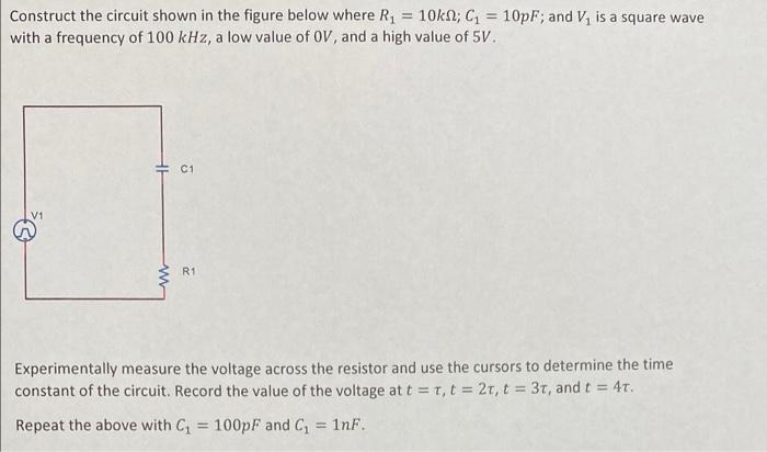 Solved = Construct the circuit shown in the figure below | Chegg.com