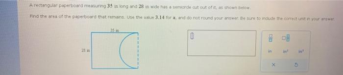 Solved A restangular paperboard measuring 35 in long and 28 | Chegg.com