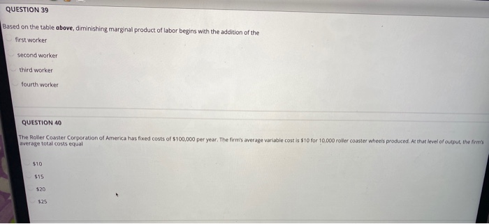 Solved QUESTION 38 Use the table below to answer the | Chegg.com