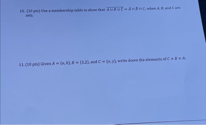 Solved 10. (10 pts) Use a membership table to show that A | Chegg.com