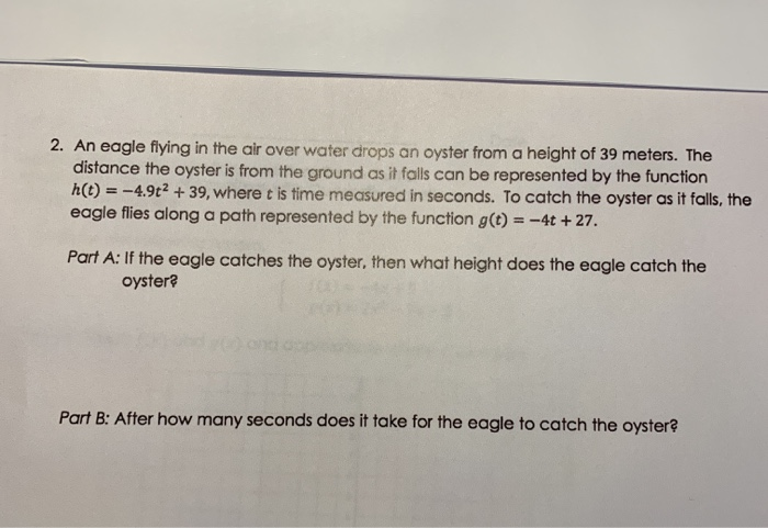 Solved 2. An eagle flying in the air over water drops an | Chegg.com