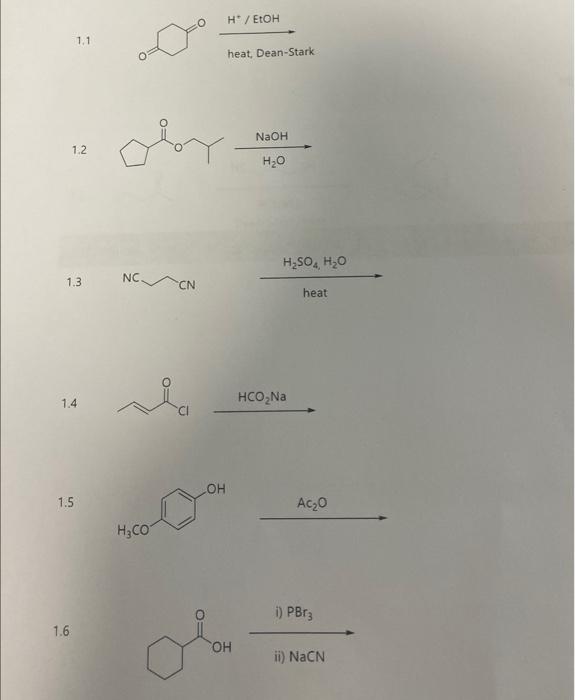 Solved provide the products of the following reactions. | Chegg.com