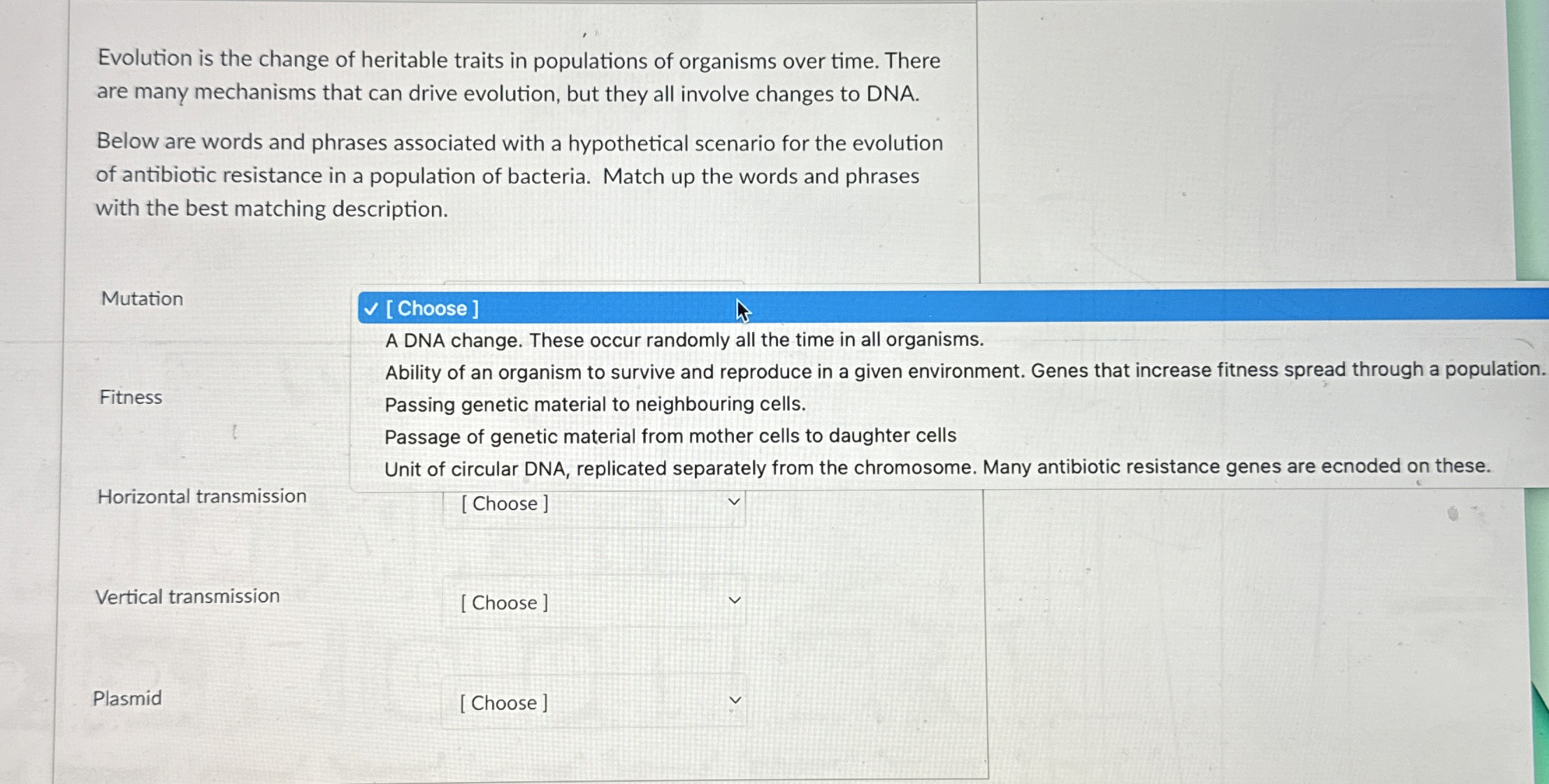 Solved Evolution is the change of heritable traits in | Chegg.com