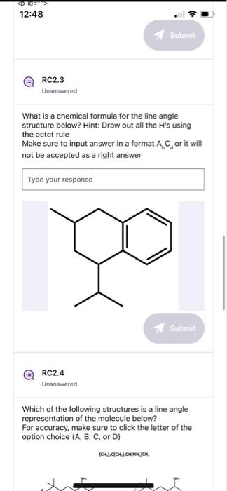 Solved What is a chemical formula for the line angle | Chegg.com