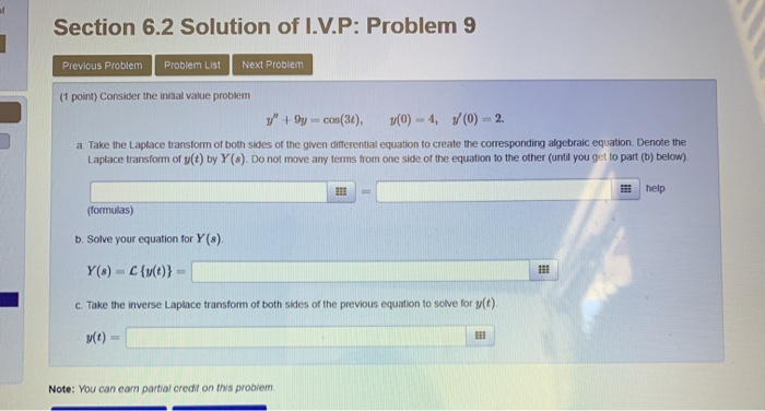 Solved Section 6.2 Solution of I.V.P: Problem 9 Previous | Chegg.com