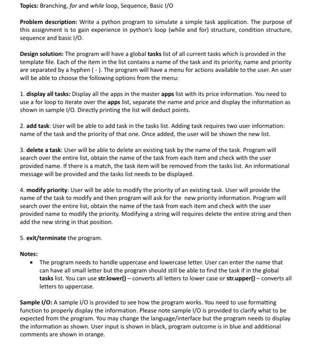 Solved Topics: Branching for and while loop, Sequence, Basic | Chegg.com