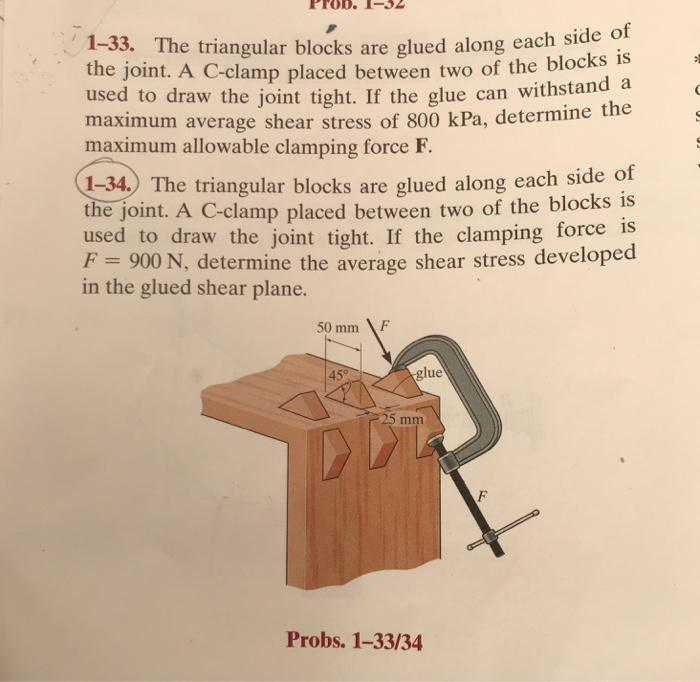 Solved Prob. 1-32 1-33. The triangular blocks are glued alo | Chegg.com