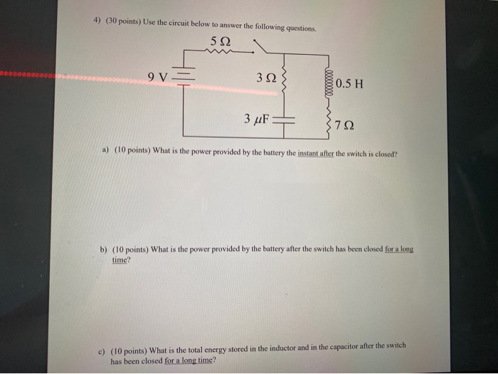 Solved 4) (30 points) Use the circuit below to answer the | Chegg.com