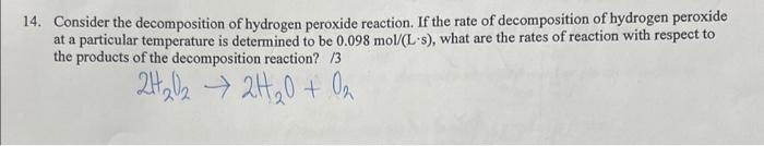 rate of decomposition of hydrogen peroxide experiment